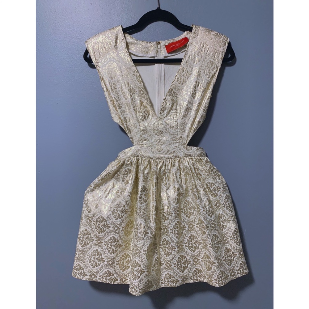 Akira Red Label Size S Gold Foil Dress